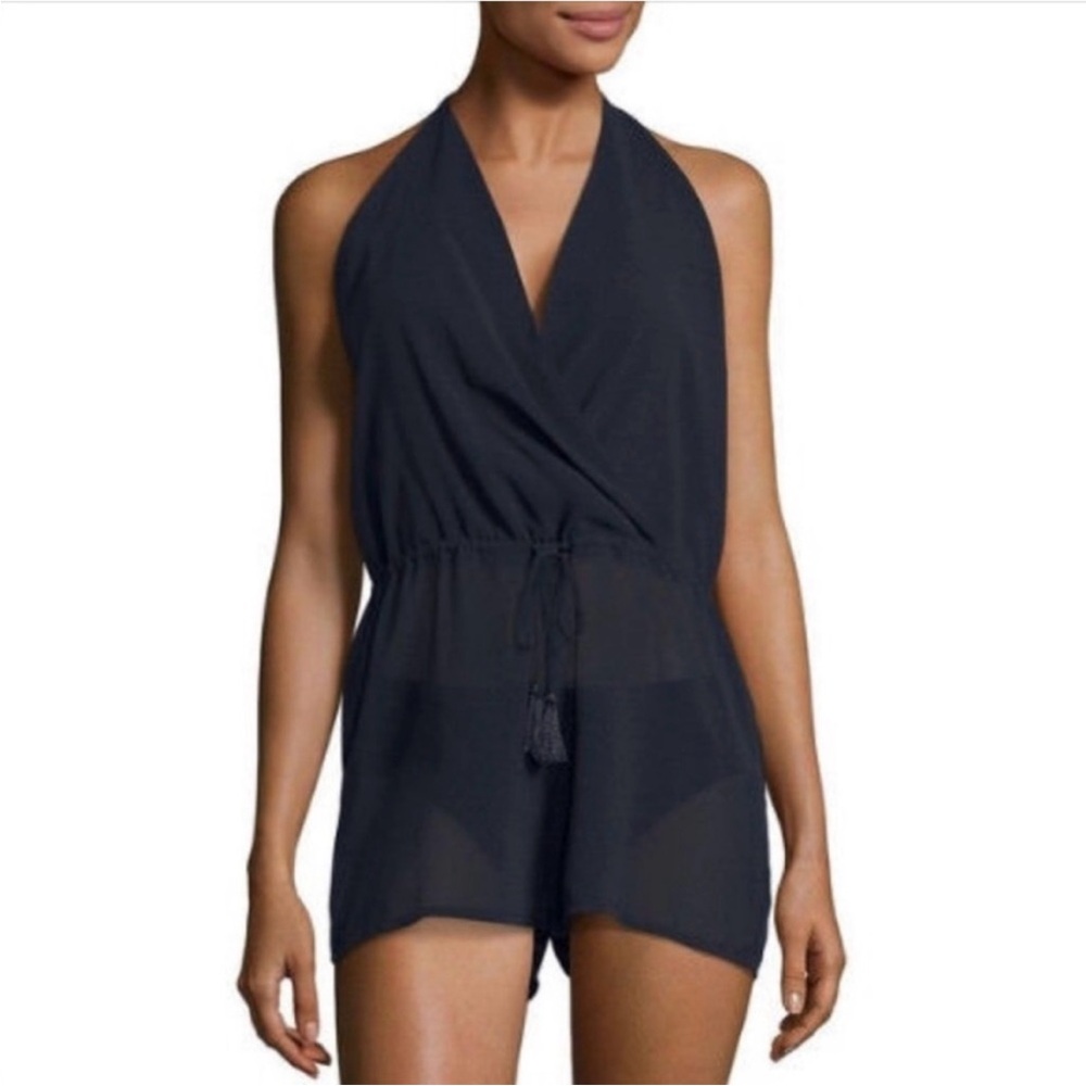 MICHAEL Michael Kors Sheer Chiffon Coverup Navy Blue Lightweight Vacation Medium